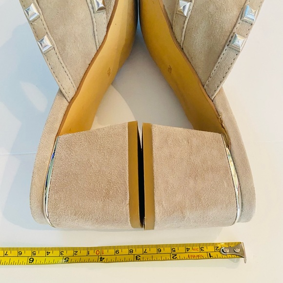 Slides with Block Heal in Tan Suede & Silver Detailing - Like New Condition - Picture 11 of 16